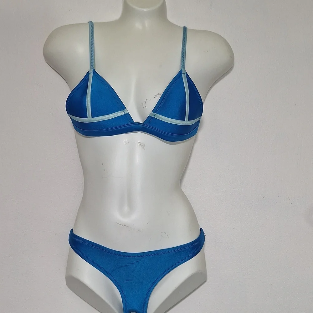 Triangl Swimwear Blue Swim Bikini Set Cinchbag Neoprene